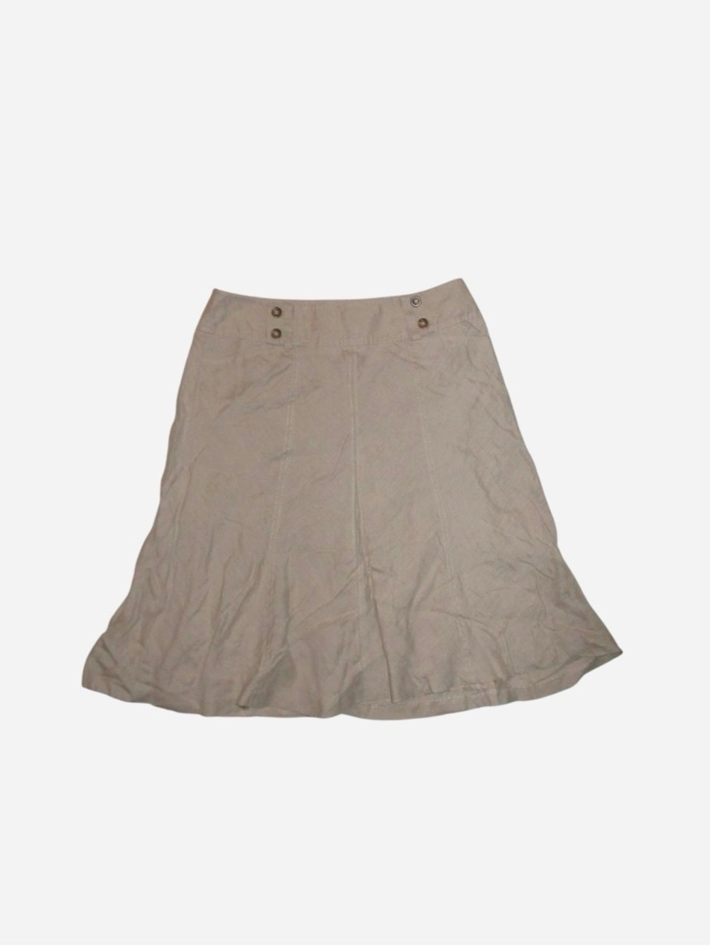 Ann Taylor Beige A-Line Skirt with Button Detail